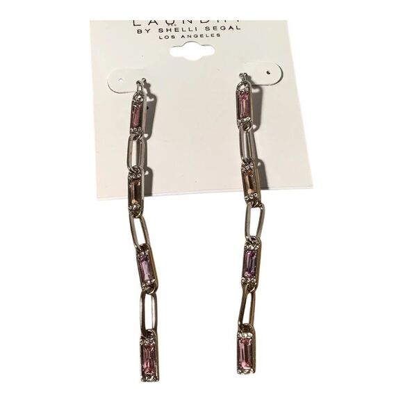 Laundry by Shelli Segal pink crystal dangle earrings NWT - Picture 1 of 3